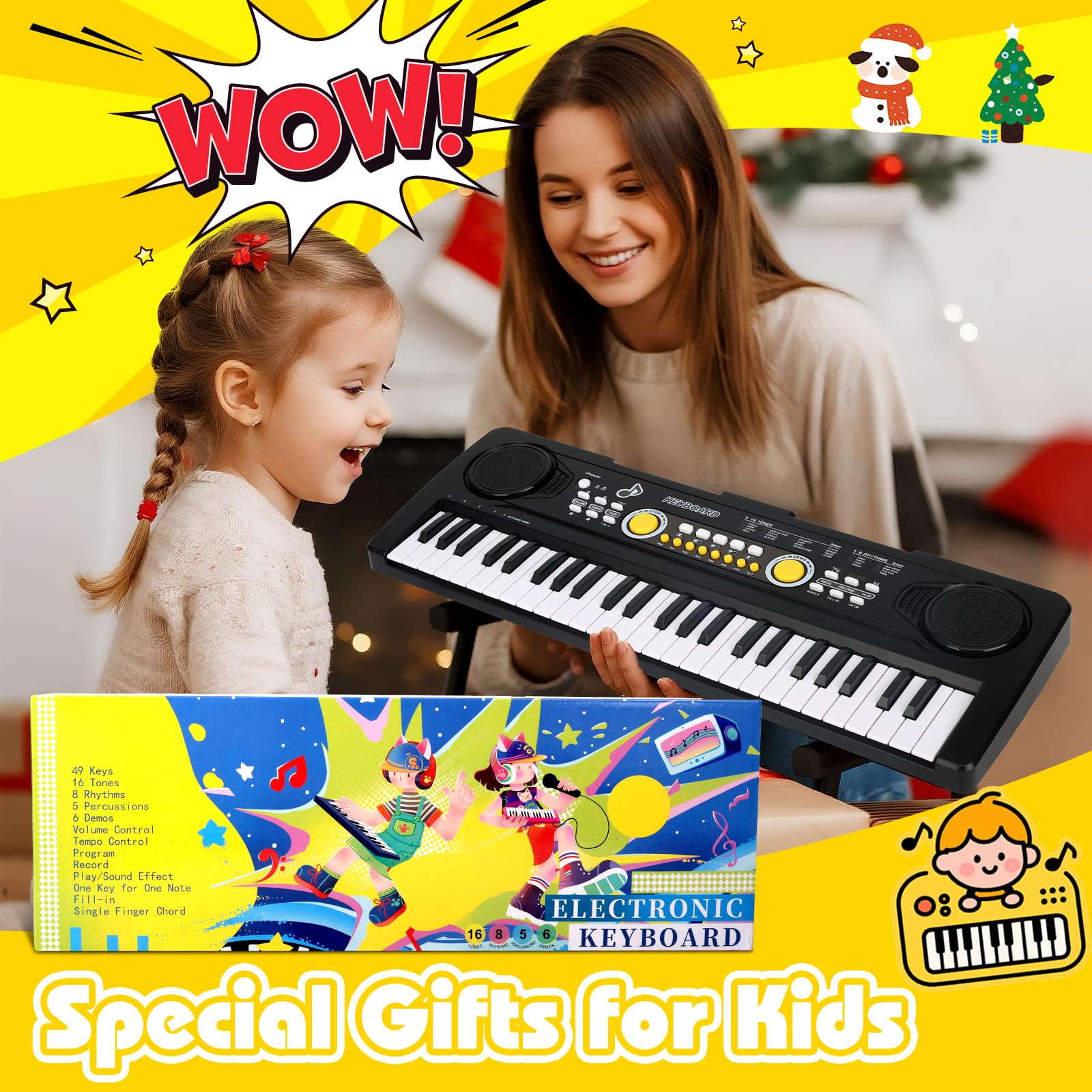 Drmukie educational music toy piano showing the record and playback function interface