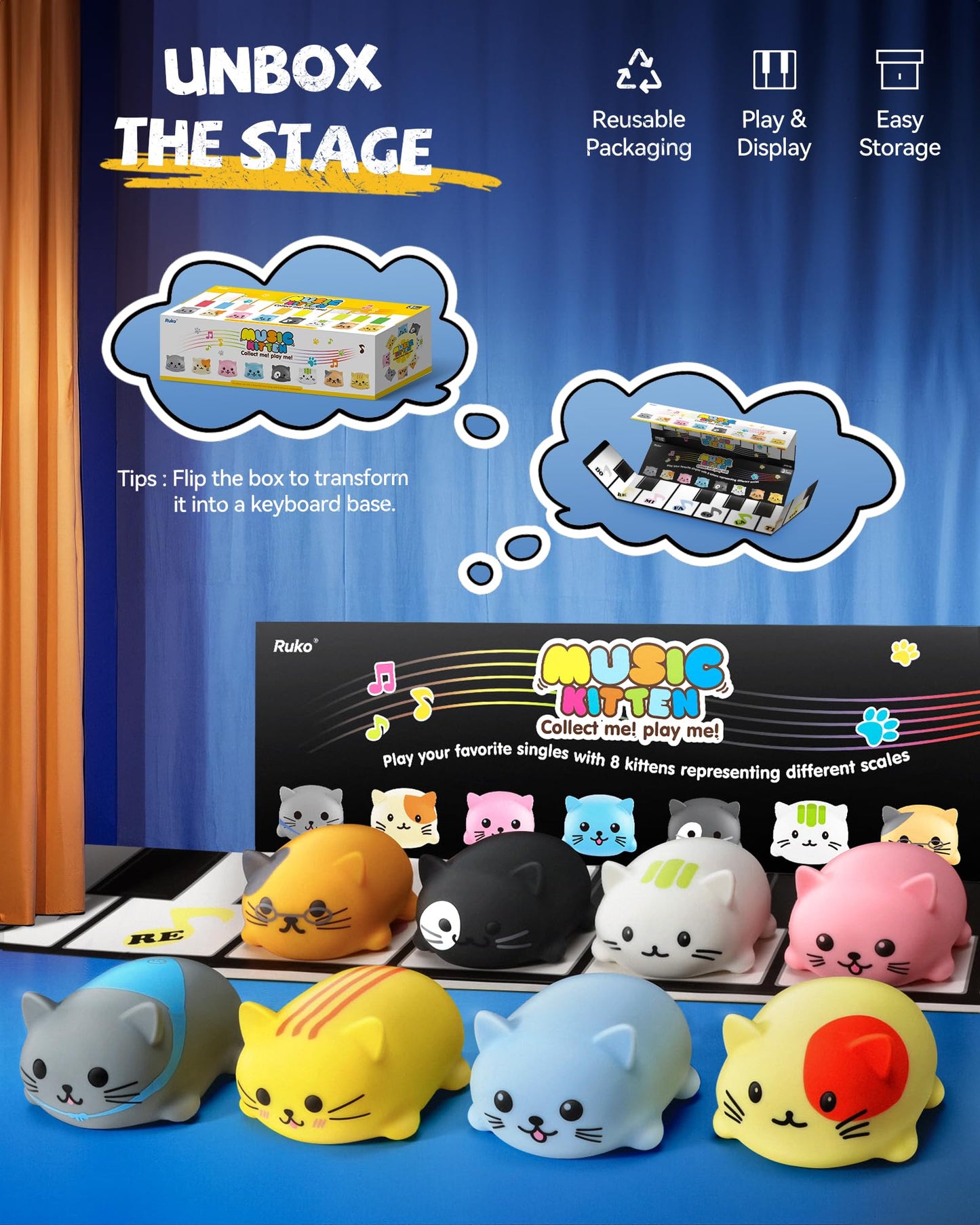 Ruko 1701 packaging box converted into a mini concert keyboard stage setup.