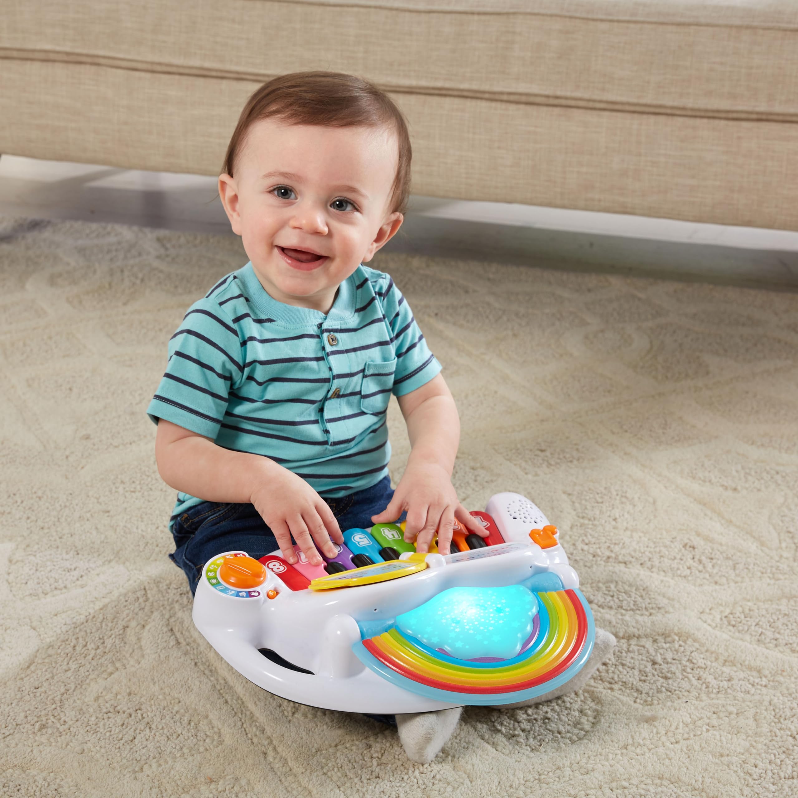 LeapFrog educational instrument highlighting the numbered keys from one to eight for counting practice.