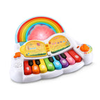 LeapFrog rainbow lights piano angled view demonstrating compact portable design for infant floor play.