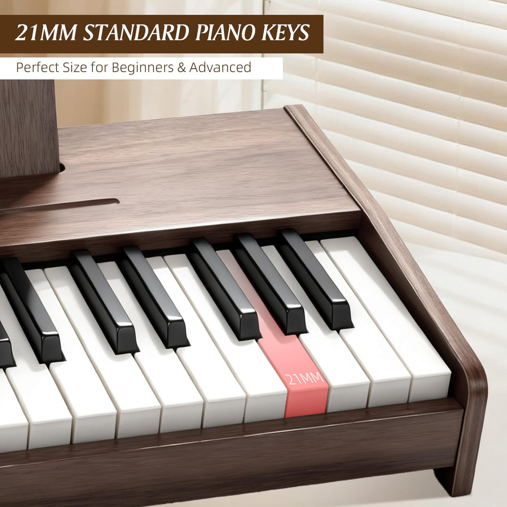 Close up view of the 2.2 centimeter standard sized keys on the JALOKEE toddler piano