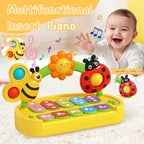 Side view of the lightweight small musical piano illustrating the smooth rounded edges for infant safety