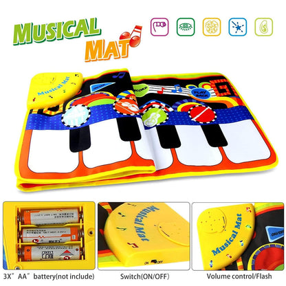 Portable children music carpet packed neatly to demonstrate compact storage capability