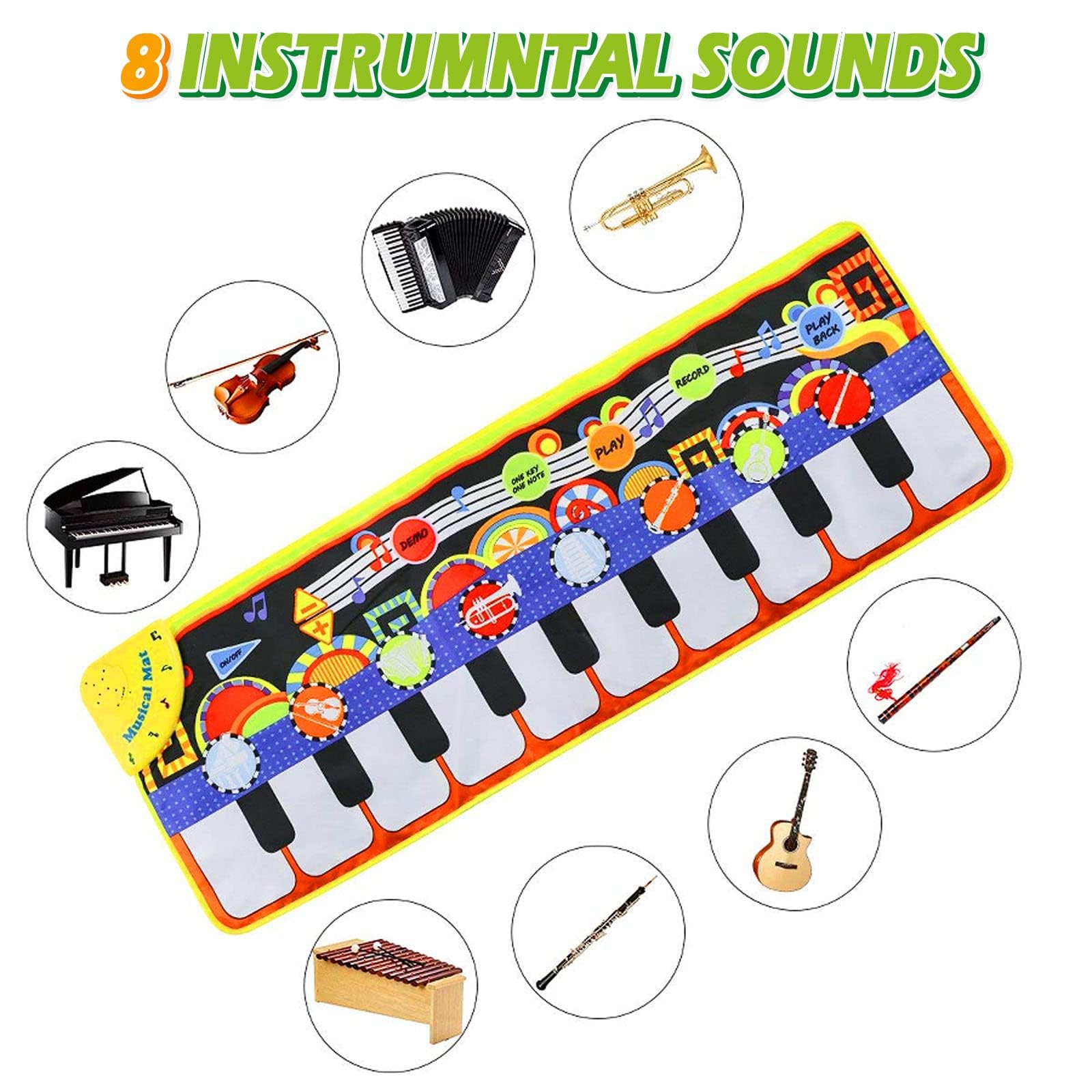 Cyiecw piano music mat highlighting recording and playback function buttons on the control pad