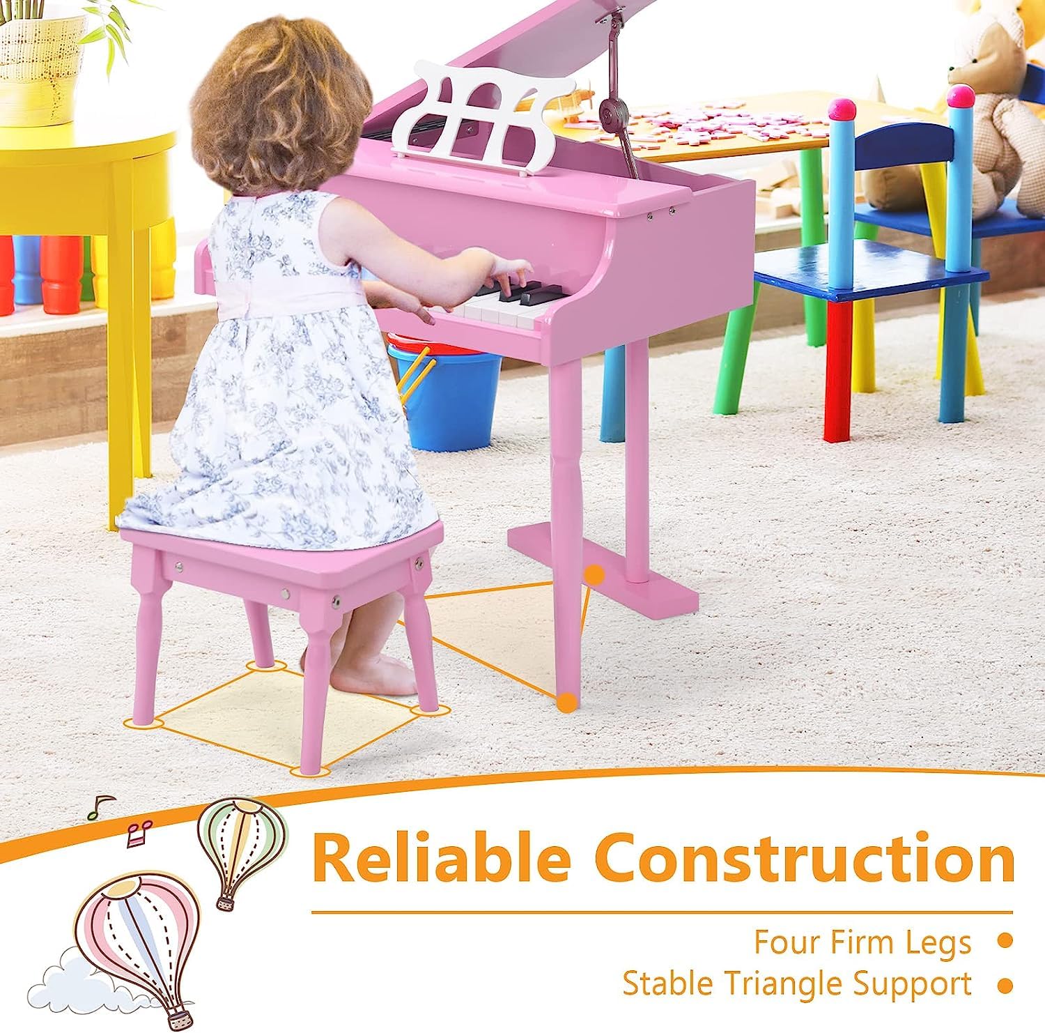 HONEY JOY children musical instrument toy set in a playroom setting