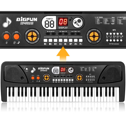 M SANMERSEN portable kids piano showcasing the back input ports for USB and microphone