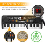M SANMERSEN 61 key children beginner piano highlighting its sleek lightweight plastic body