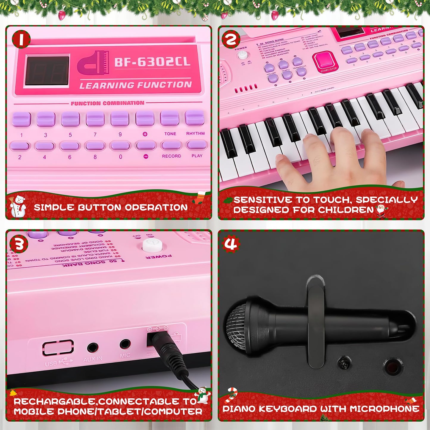 WOSTOO portable 24.6 inch keyboard piano side angle detail