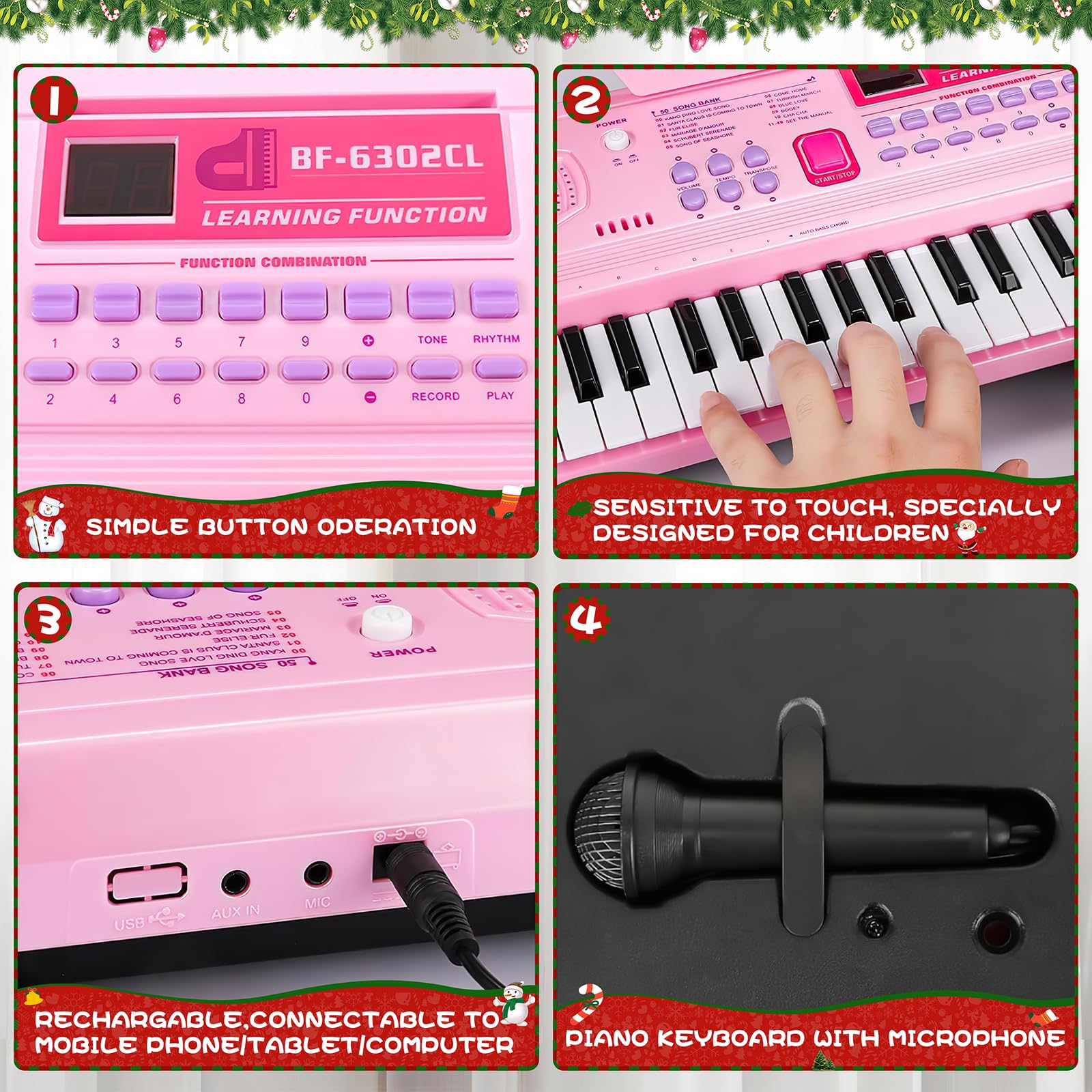 WOSTOO portable 24.6 inch keyboard piano side angle detail