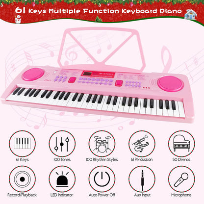 WOSTOO kids electronic keyboard with micro USB charging port visible