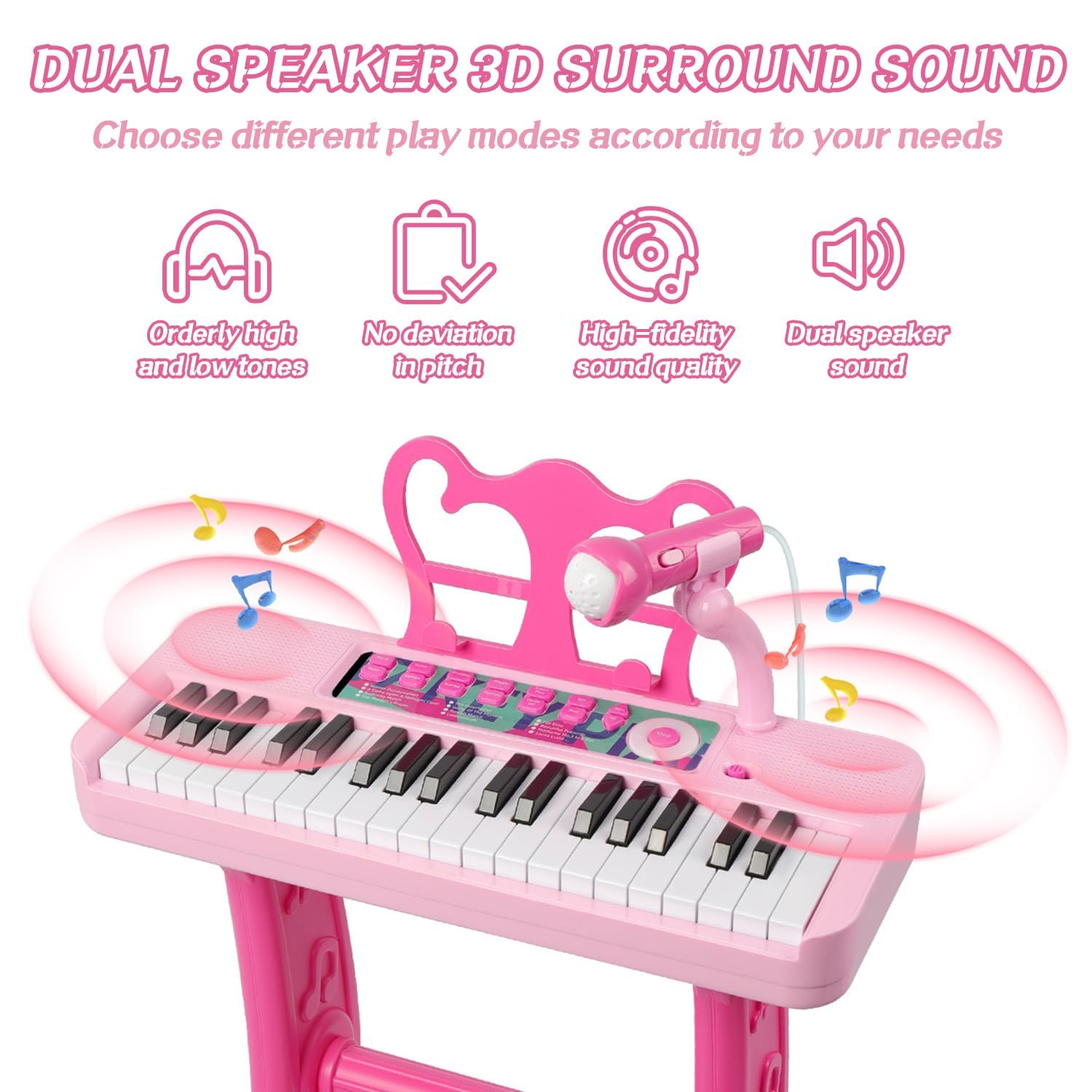 Close up view of the 37 keys electronic musical instrument toy showing instrument tone buttons