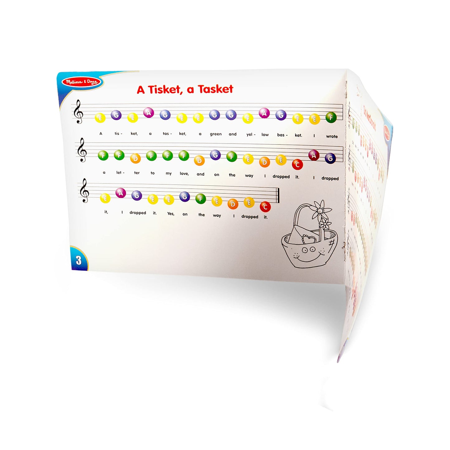 Melissa & Doug classic toy piano packaging showing the full multi color setup.