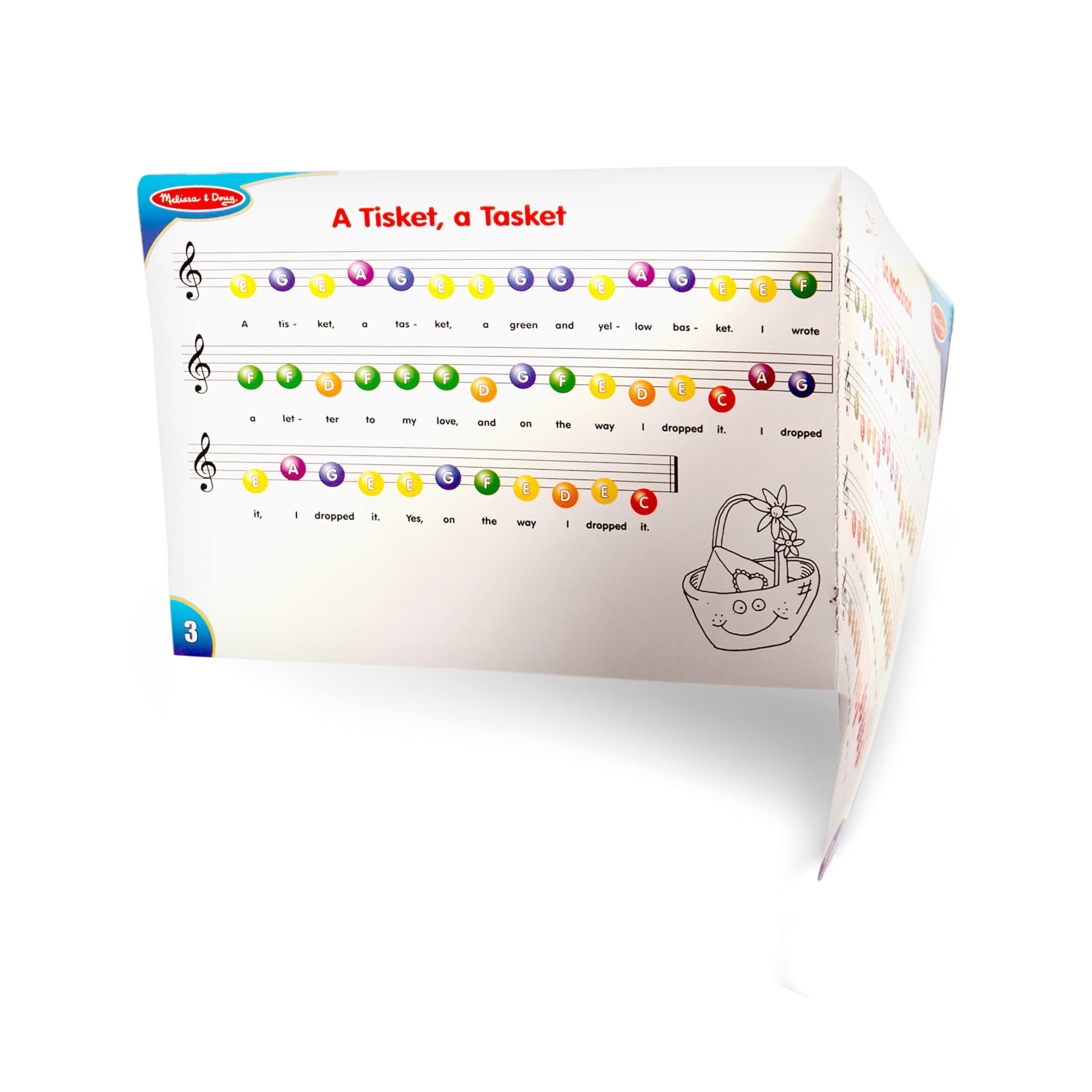 Melissa & Doug classic toy piano packaging showing the full multi color setup.