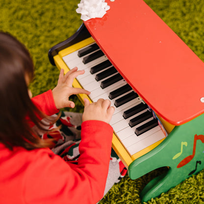 Melissa & Doug two octave toy piano showcasing the durable premium wood build.