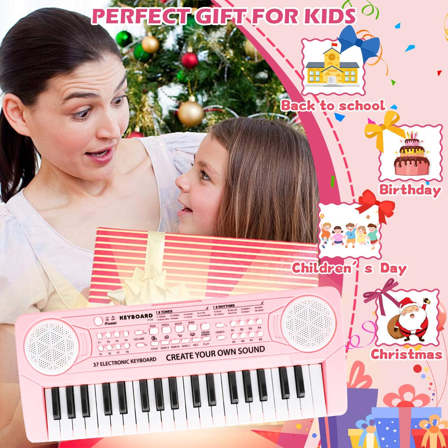 Authentic packaging of the M SANMERSEN thirty-seven key children's musical toy showcasing the full product set.