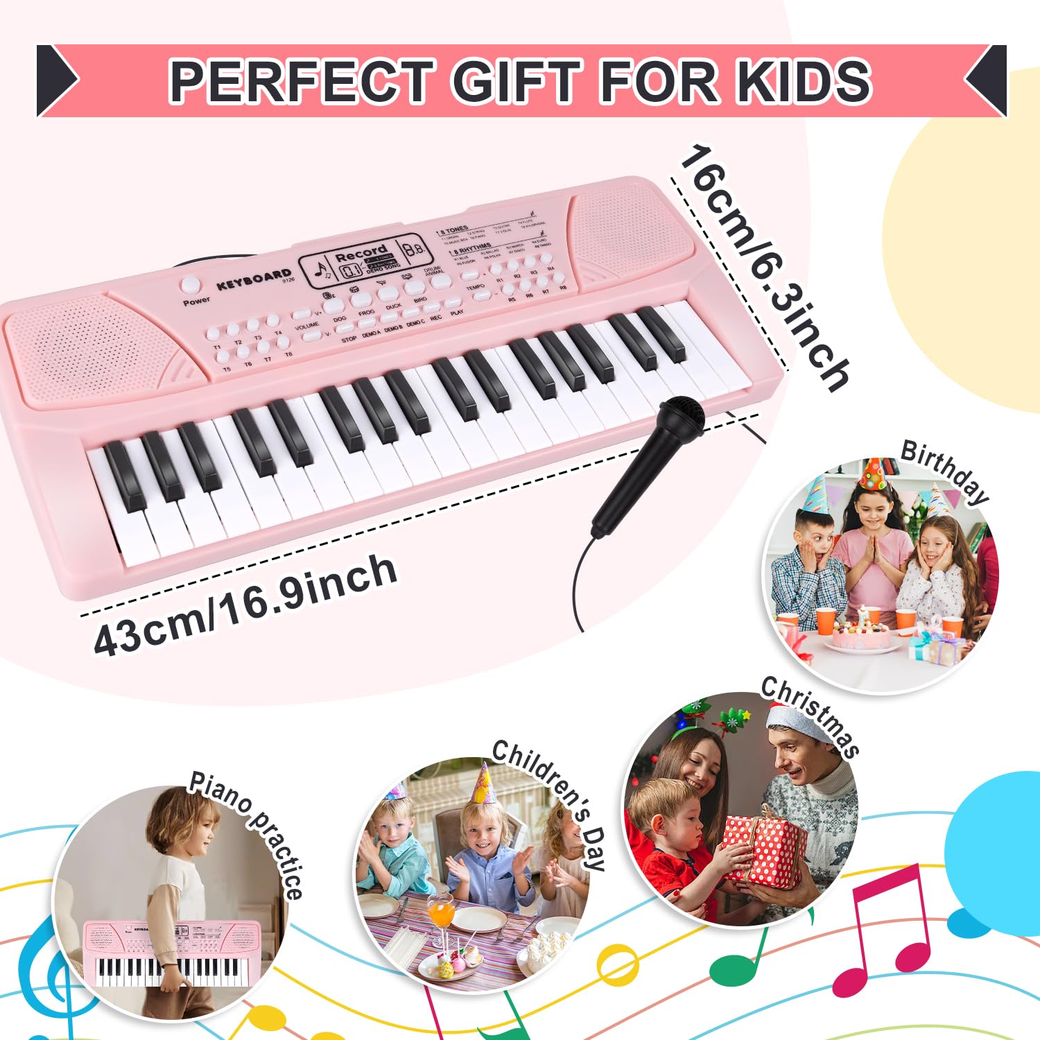 M SANMERSEN children piano highlighting chord function buttons and power port