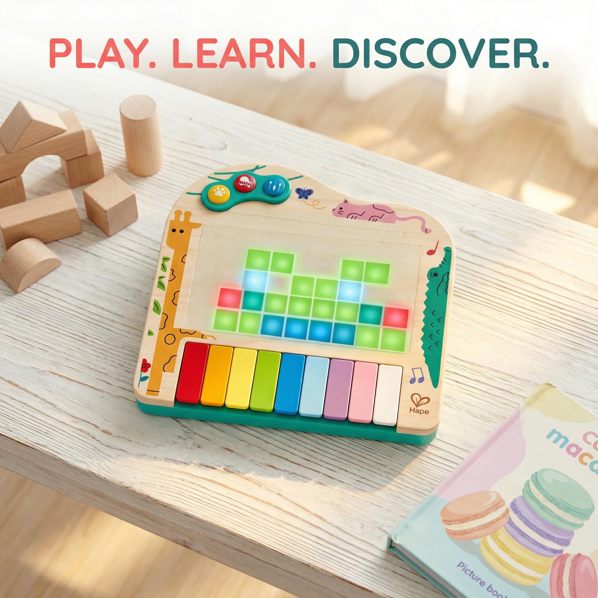 Hape dynamic pixel piano key layout and mode selector close up