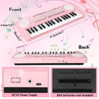 TWFRIC kids pink digital piano toy showing comparison size perfect for young beginner hands