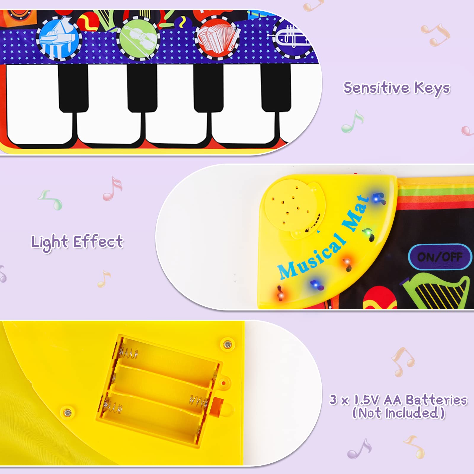 M SANMERSEN piano dance mat highlighting the interactive record and playback operational buttons