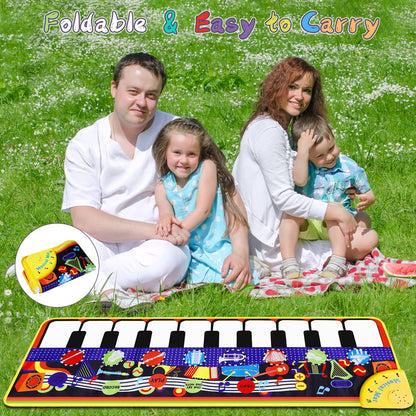 Full layout of the forty three inch imported interactive music playmat emphasizing the eight instrument modes