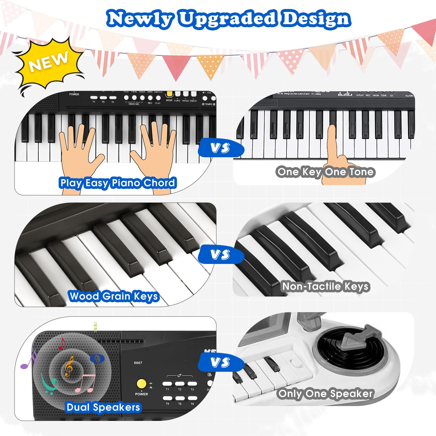 Dual speaker design details on the sides of the M SANMERSEN children musical toy
