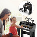 Gayuplo portable toddler piano displaying side view angle with matching stool