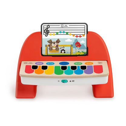 Baby Einstein premium developmental toy demonstrating the high and low volume control parent settings.
