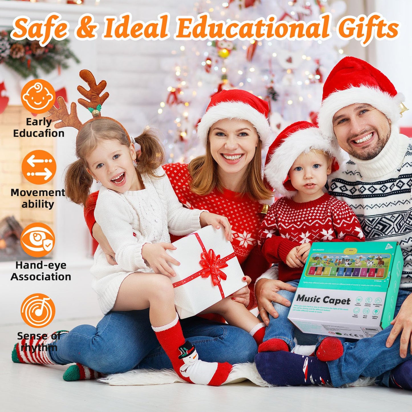 Foki 3-in-1 educational playmat packaging showing features for toddlers