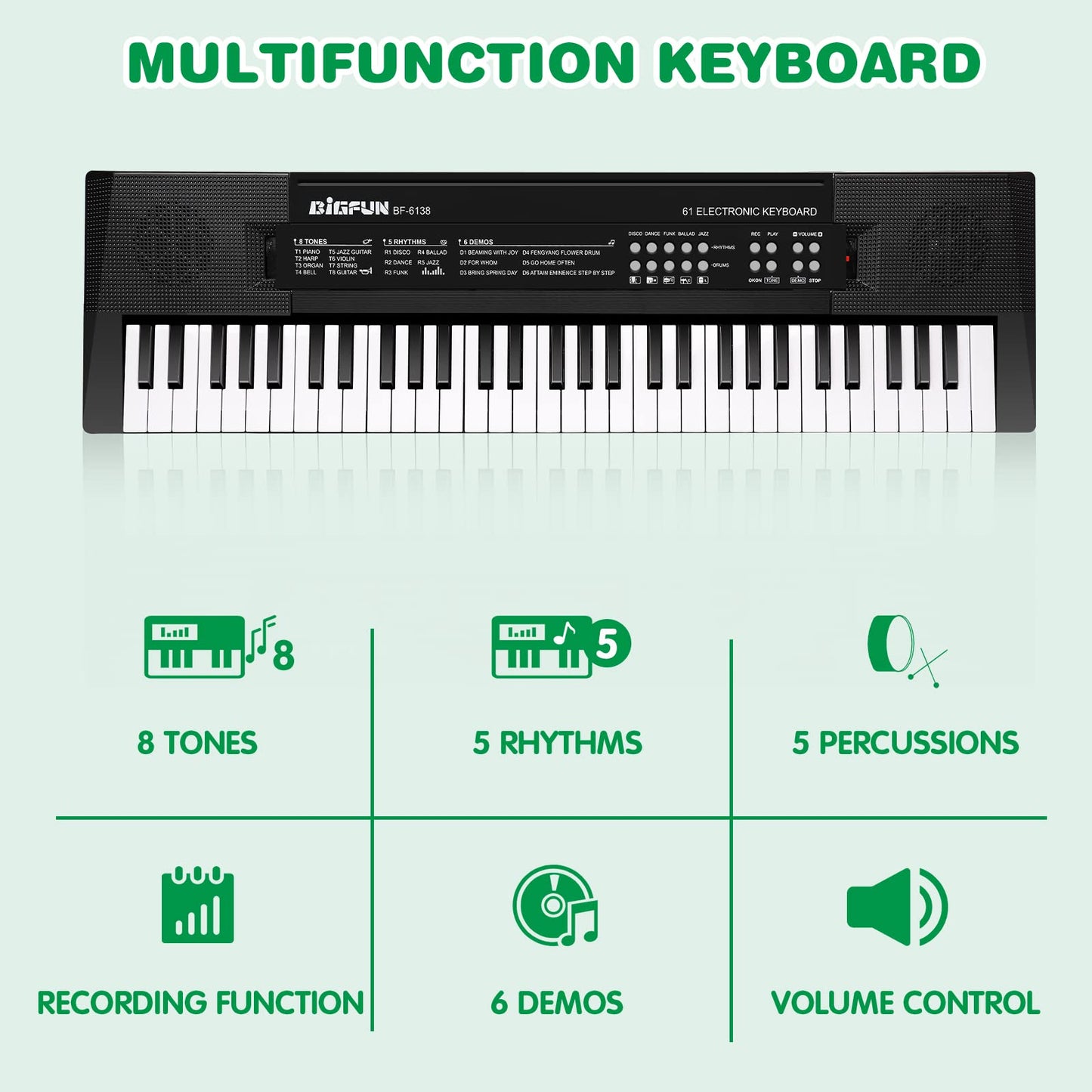 M SANMERSEN portable digital music keyboard showing control buttons and keys