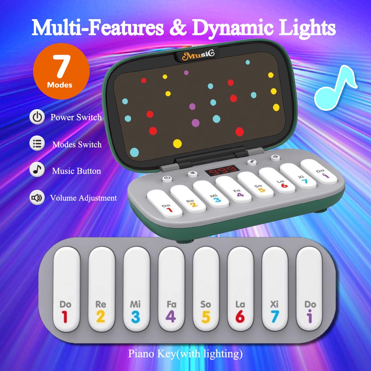LYRZMY pocket rhythm master console showing responsive buttons for educational music games