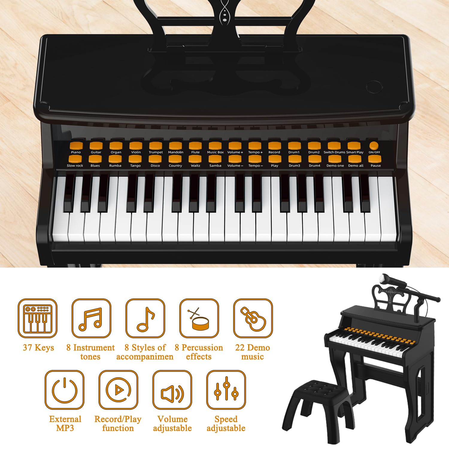 Dollox electronic toddler musical instrument with the attached singing microphone assembly.