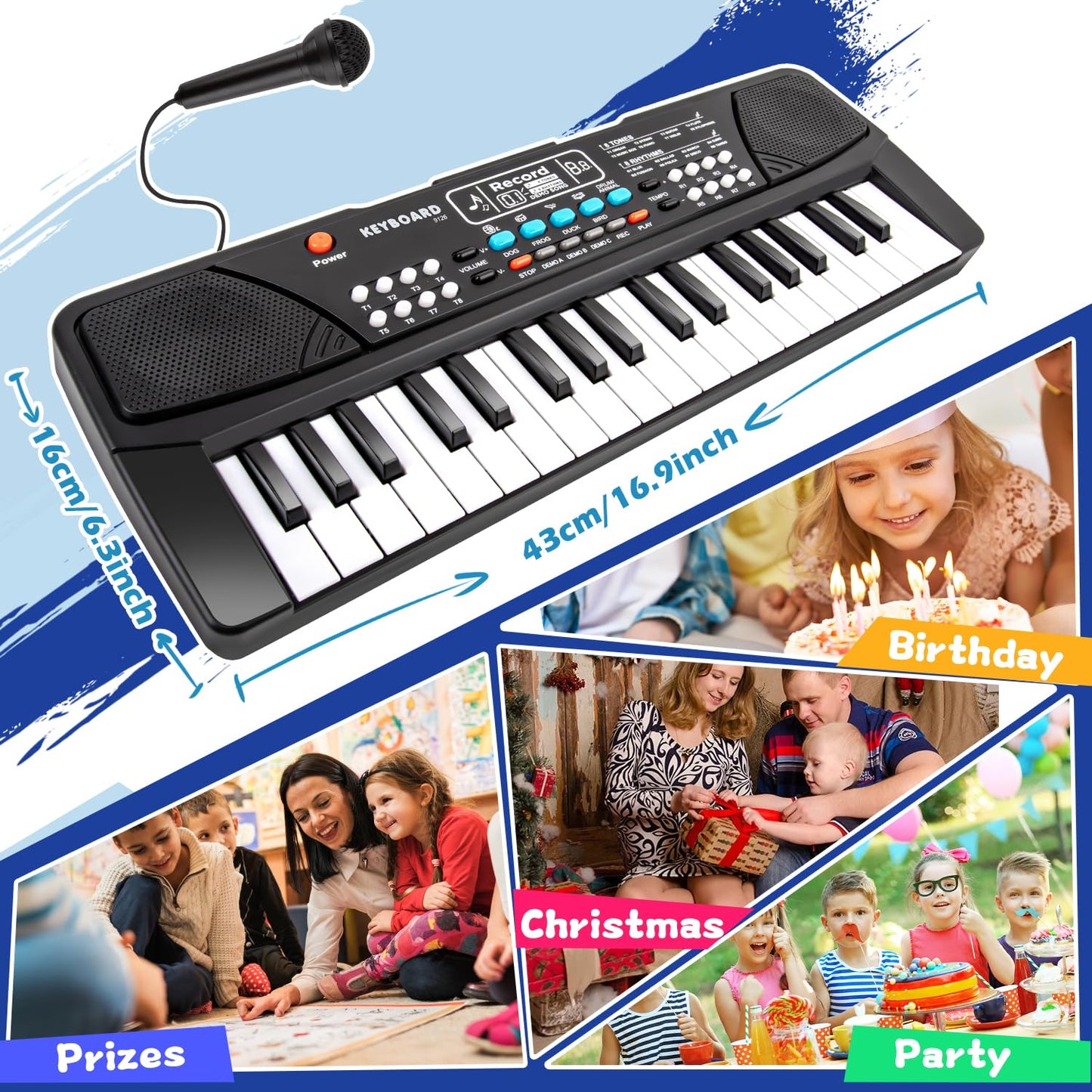 M SANMERSEN portable electronic keyboard top control panel showing rhythm and tone buttons