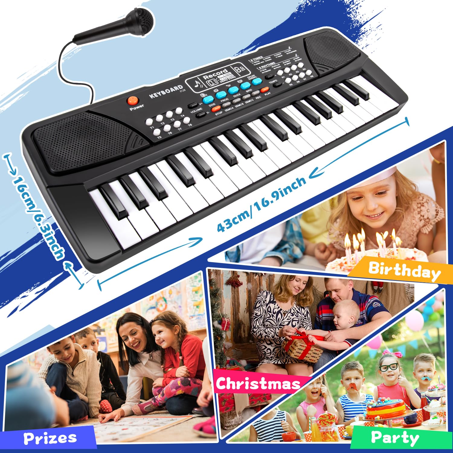 M SANMERSEN portable electronic keyboard top control panel showing rhythm and tone buttons