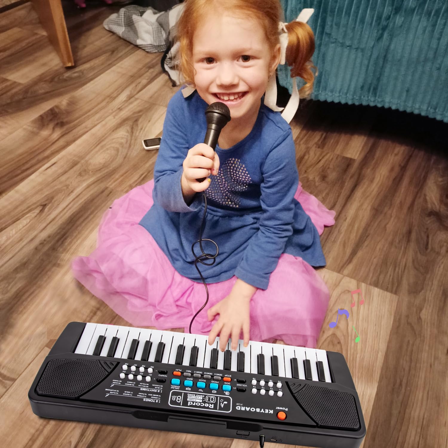 Side view displaying the compact dimensions of the 37 key kids musical instrument