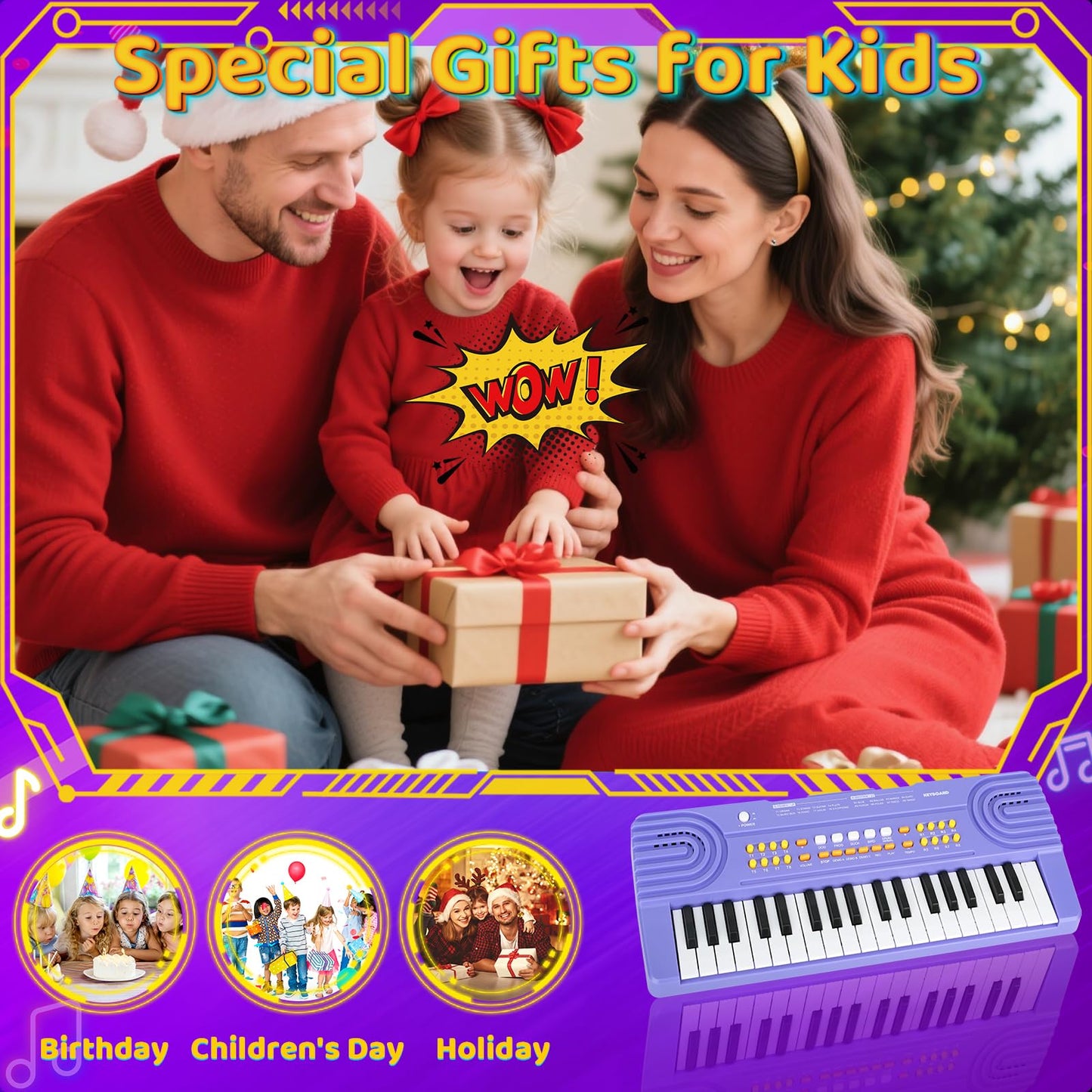 Rear view of the child-safe battery compartment panel on the Drmukie electronic music instrument.