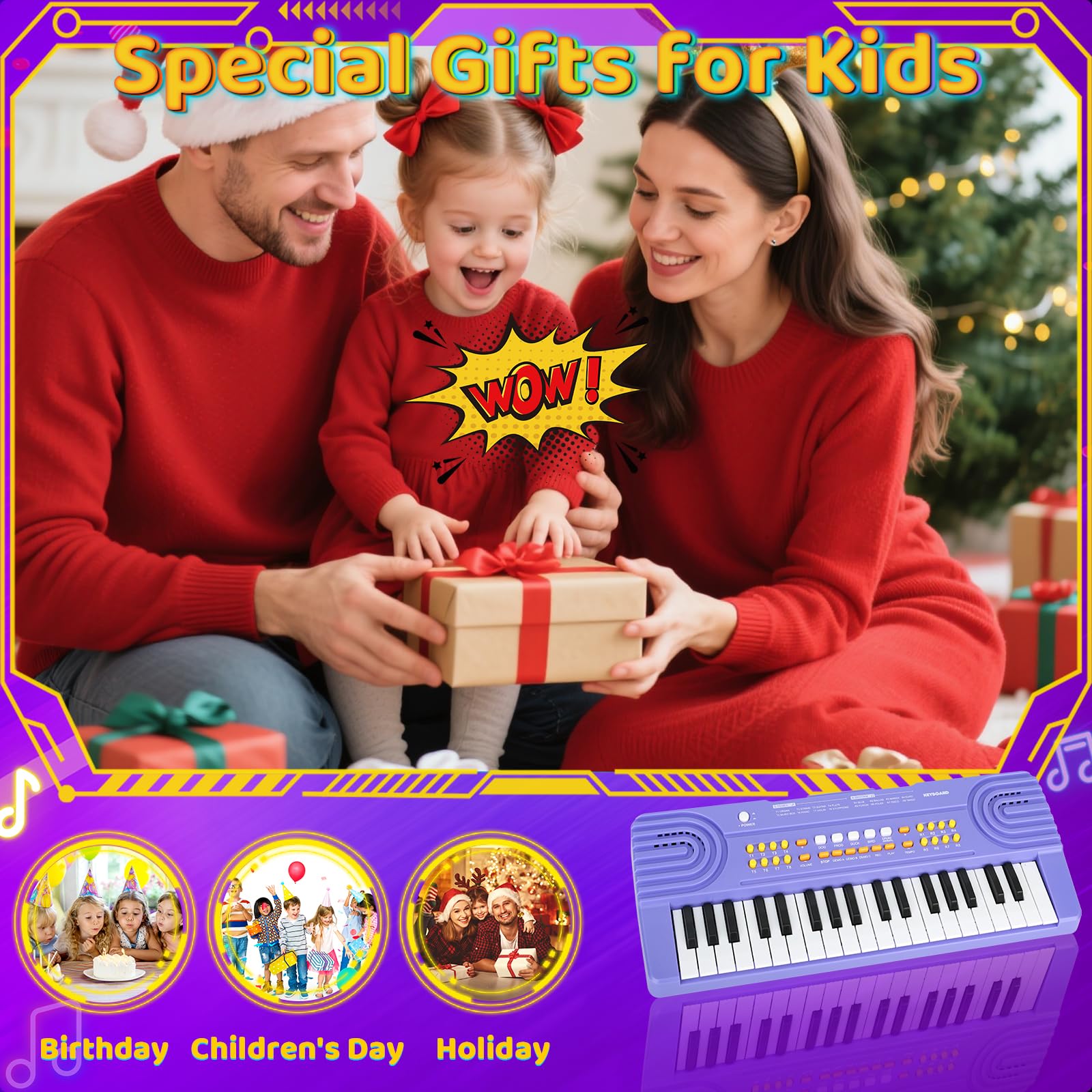 Rear view of the child-safe battery compartment panel on the Drmukie electronic music instrument.