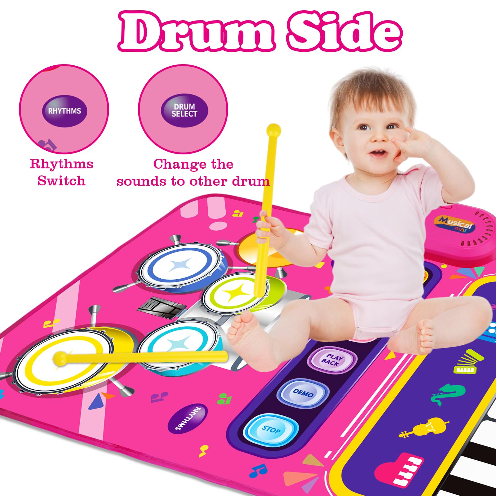 Folded compact views of the waterproof anti-skid baby music play mat