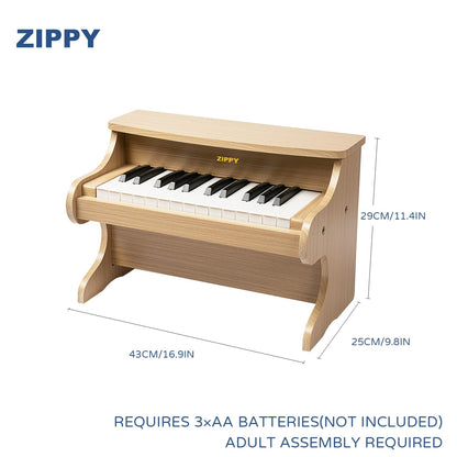 ZIPPY toddler educational music toy keyboard showing solid wood construction close up