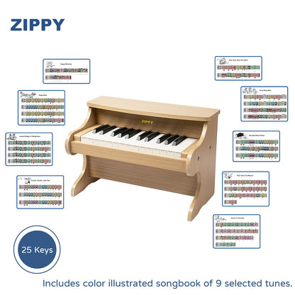 ZIPPY premium wooden digital toy piano for boys and girls packaged box view