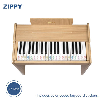 ZIPPY educational musical toy piano showing sturdy non tipping bench structure for safety