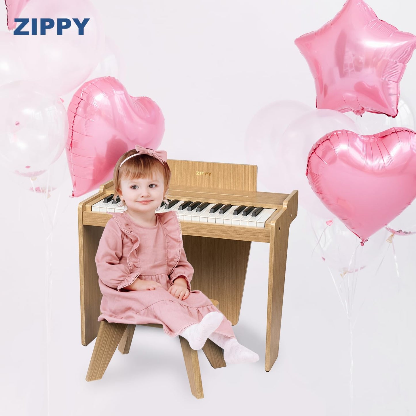 ZIPPY 37 keys digital piano for children packaging showing authentic USA imported product details
