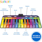 Close up view of the electronic control unit on the Sunlin piano mat showcasing the volume buttons.