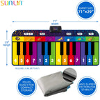Detailed shot of the textured anti-slip backing material on the durable Sunlin kids piano mat.