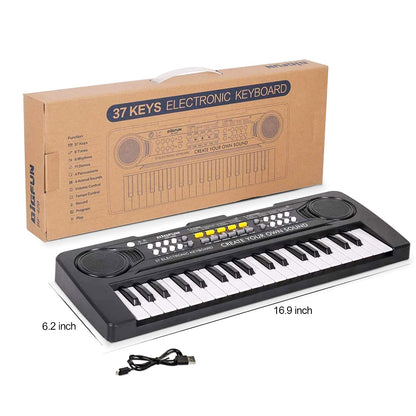 aPerfectLife educational kids piano keyboard highlighting the compact battery compartment underneath