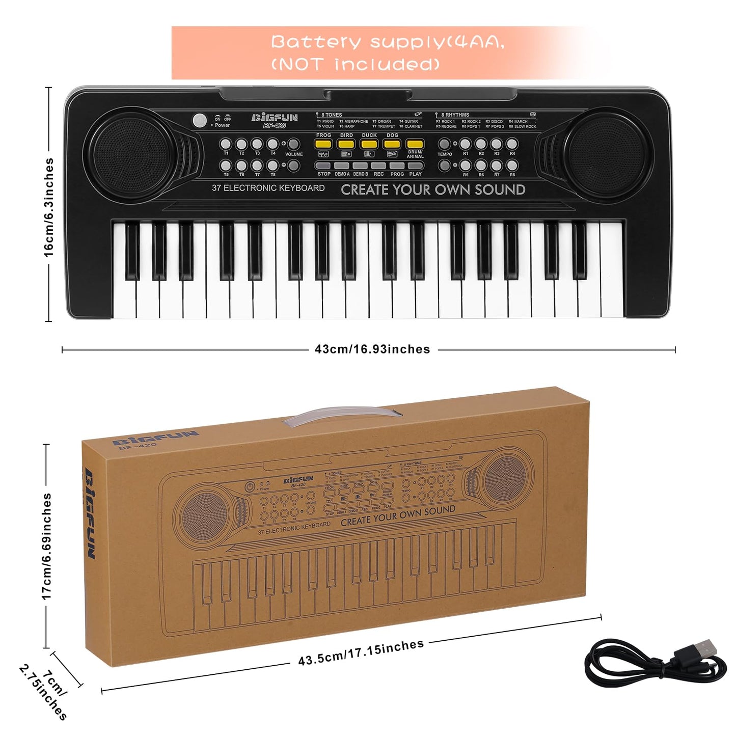 Raimy educational toy keyboard packaging box details