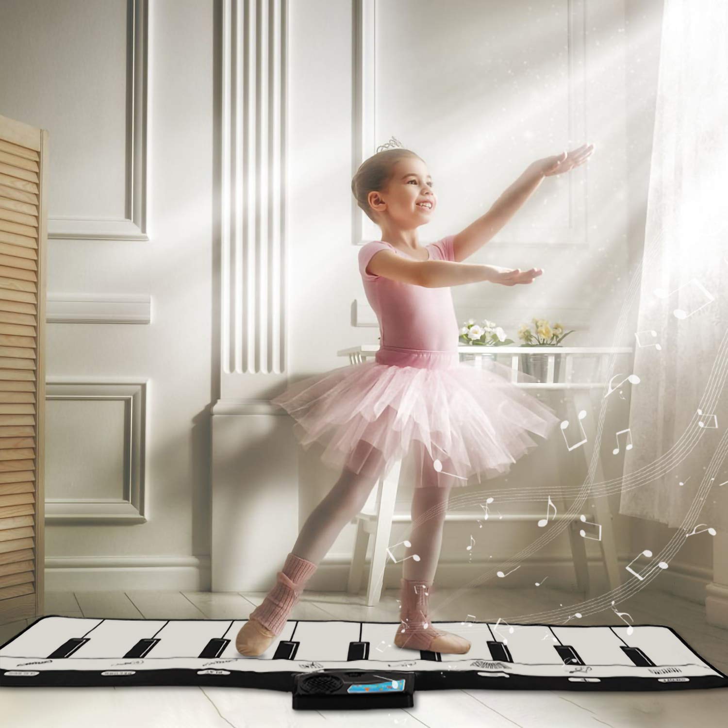 Electronic music dance mat showing play record and playback function indicators