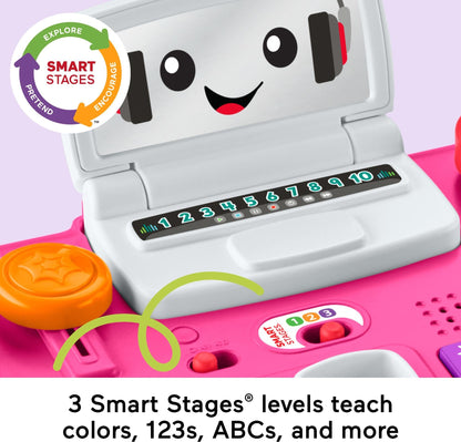 Fisher-Price Smart Stages educational pink table toy showing microphone feature close up