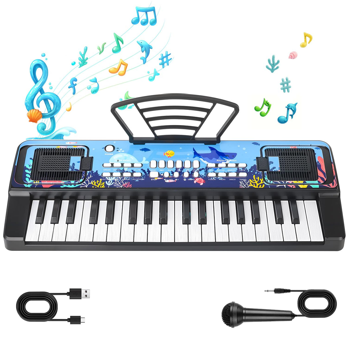 MusicForset toddler birthday gift item being operated by an included black power cable.