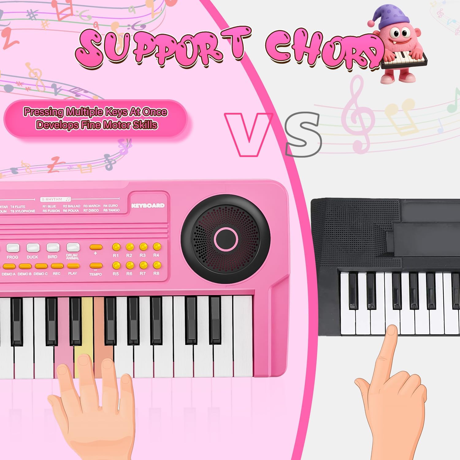 MusicForset educational children musical instrument rear ports highlighting power input connection