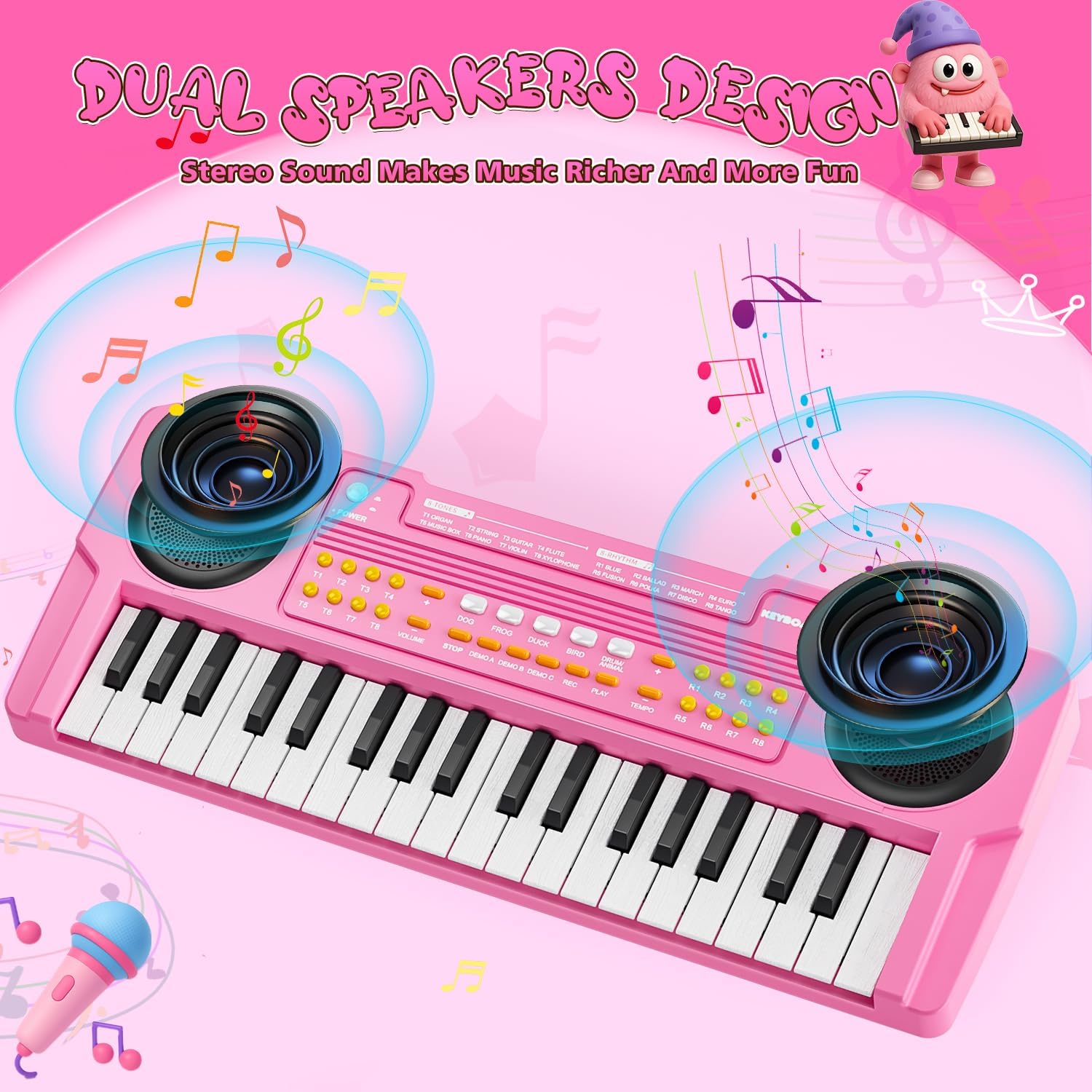 MusicForset portable toddler keyboard with mini microphone attachment for sing along sessions
